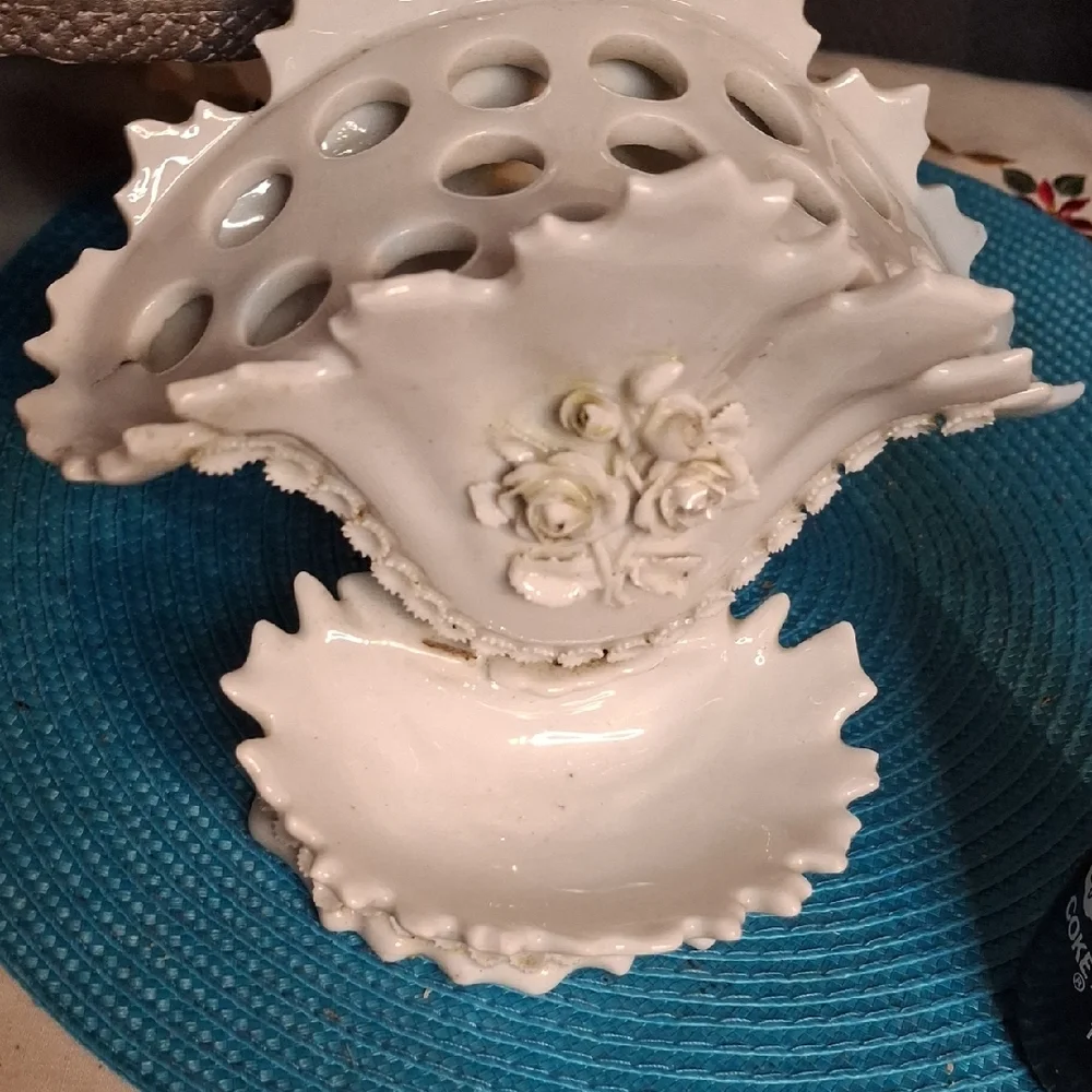 White Ceramic Floral Dish Set